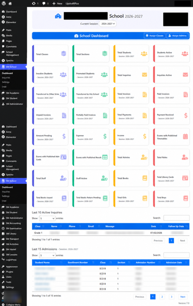 main dashboard
